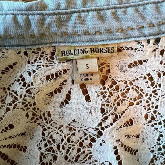 Anthropologie Holding Horses Novela Collared Button Front Chambray Dress - Picture 4 of 12